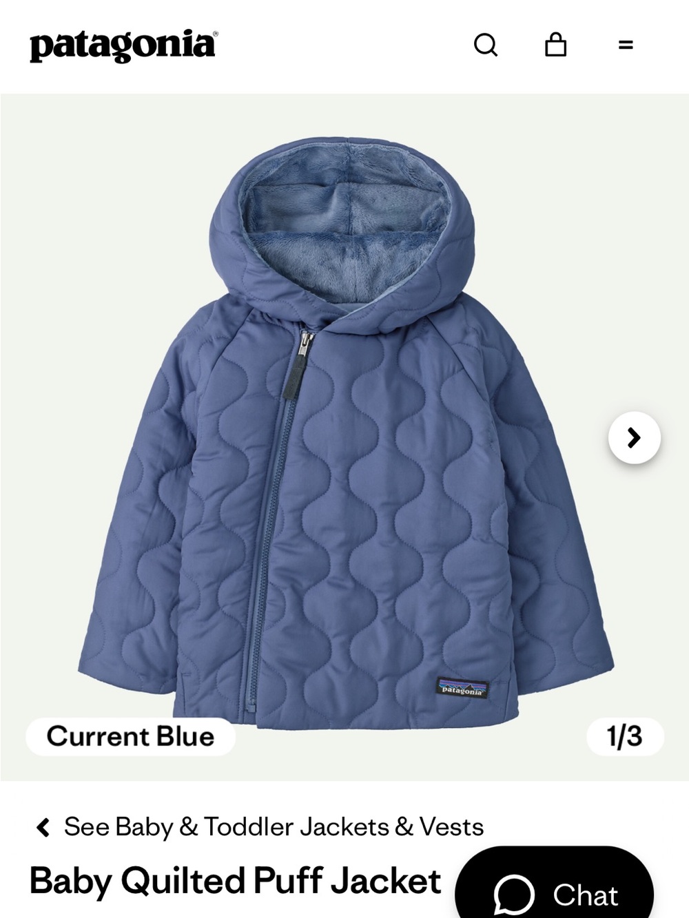 Patagonia Kids Hooded Quilted Puff Jacket in Current Blue